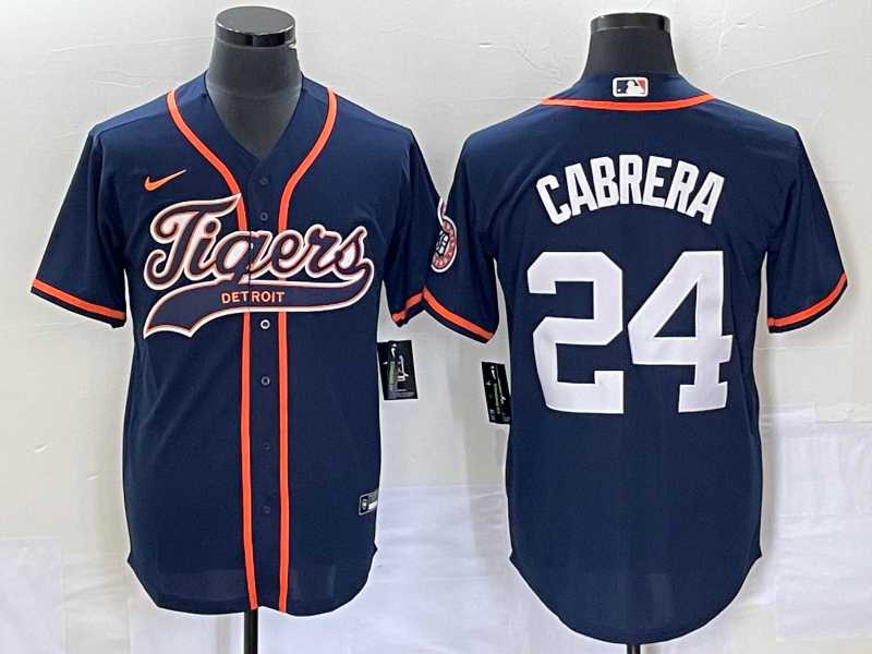 Mens Detroit Tigers #24 Miguel Cabrera Navy Cool Base Stitched Baseball Jersey->detroit tigers->MLB Jersey